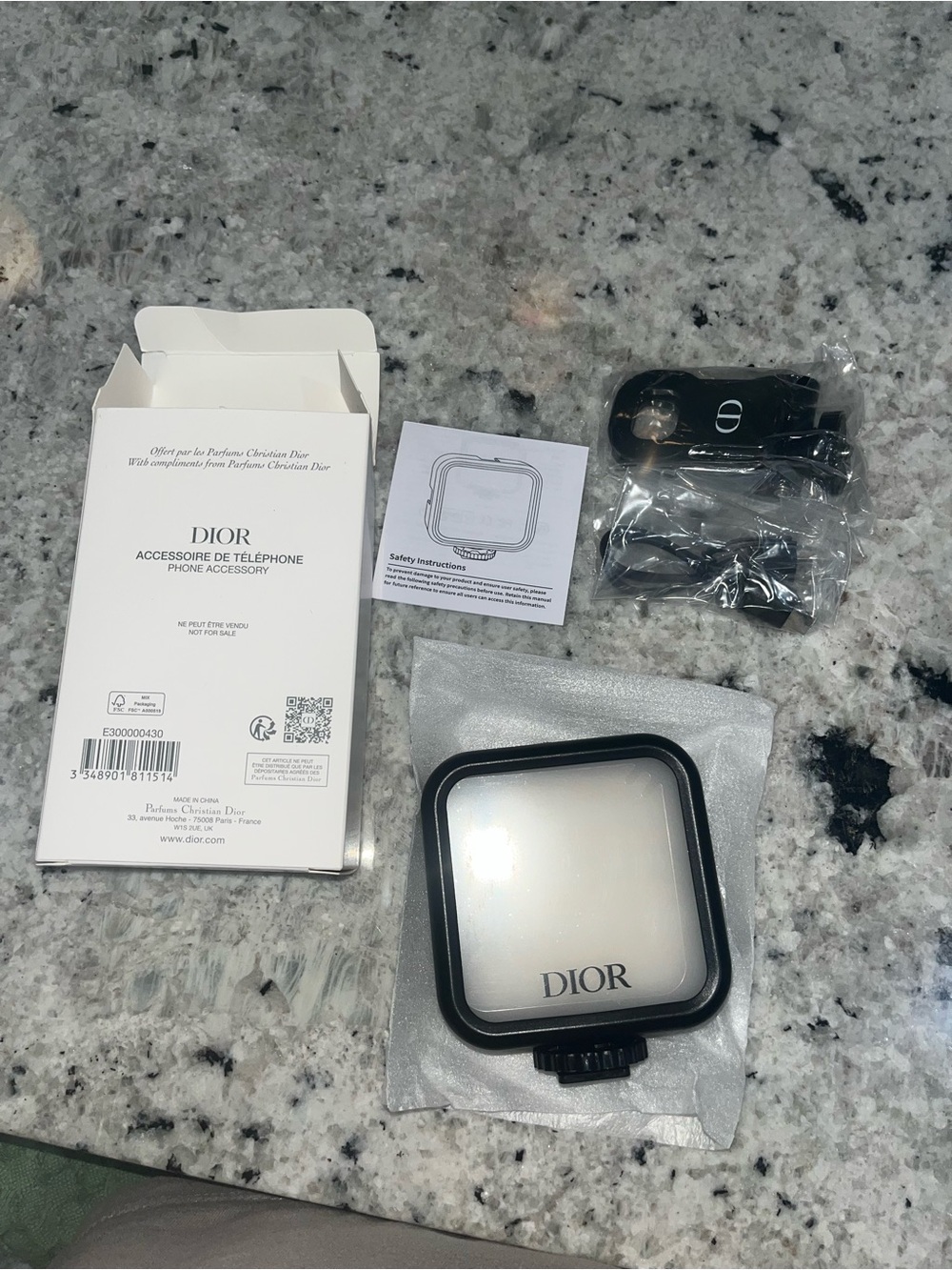 Dior Black and White Square Phone Light Accessory